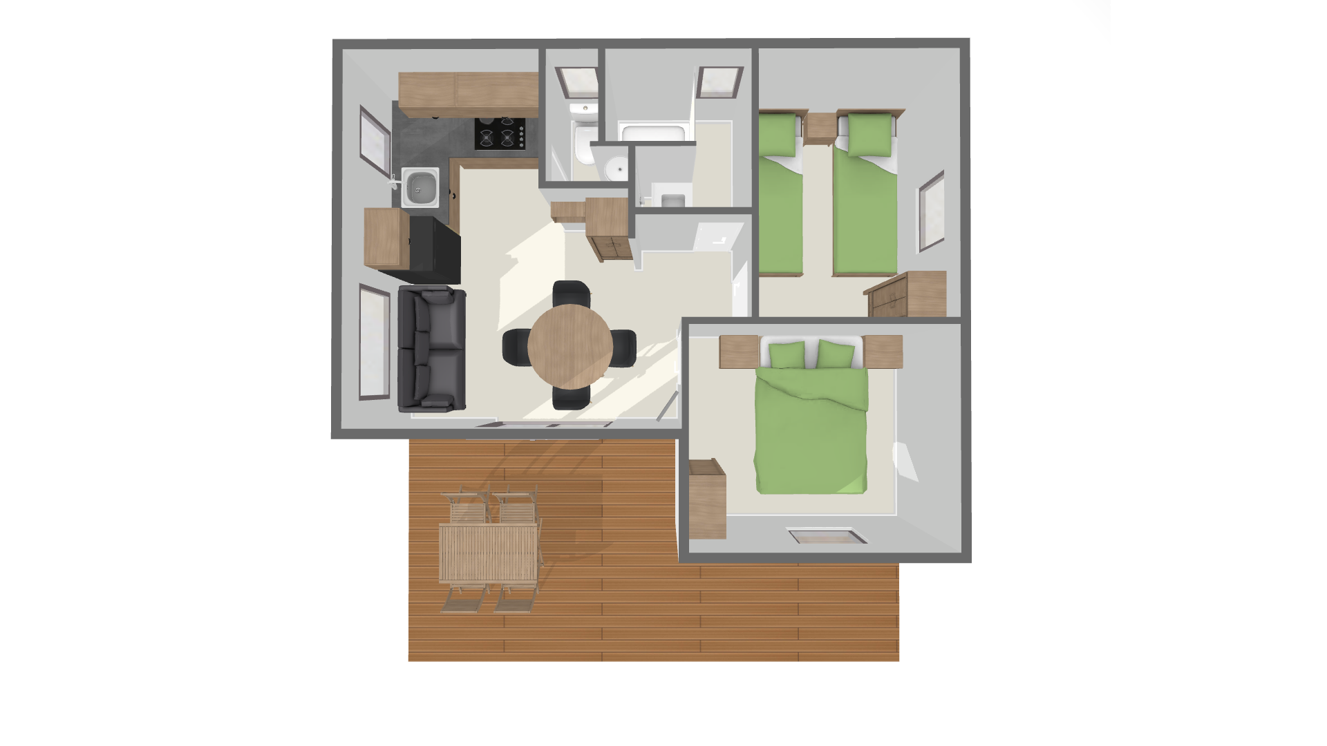 Voir le plan Chalet Prestige 39 m² (2 chambres - 4 pers)