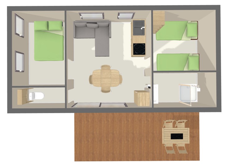 Voir le plan Mobil-home Confort 33 m² (2 chambres - 4 pers)